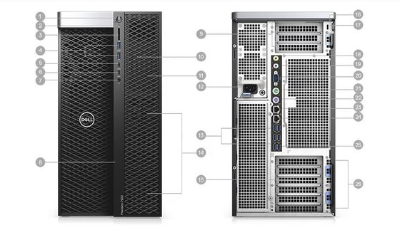 DELL T7920 Station de travail de tour de précision Xeon Gold 5122 Station de travail professionnelle à 3,6 GHz
